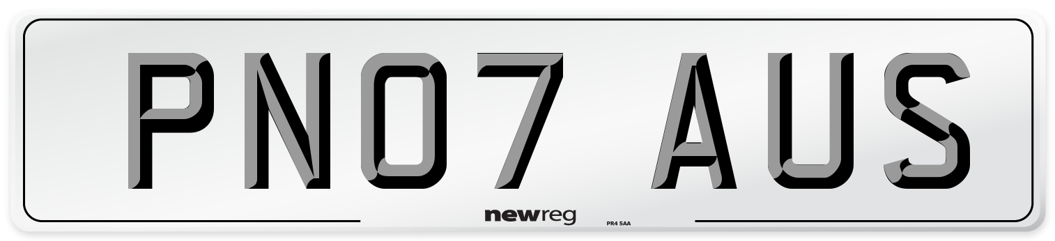 PN07 AUS Number Plate from New Reg